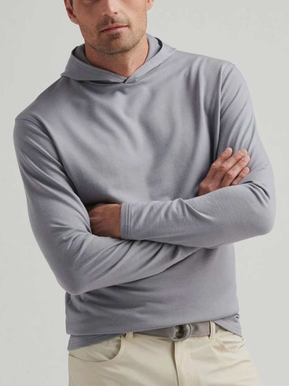 PETER MILLAR Crown Crafted Excursionist Flex Hoodie OSGRY Grey Wool Sz XXL